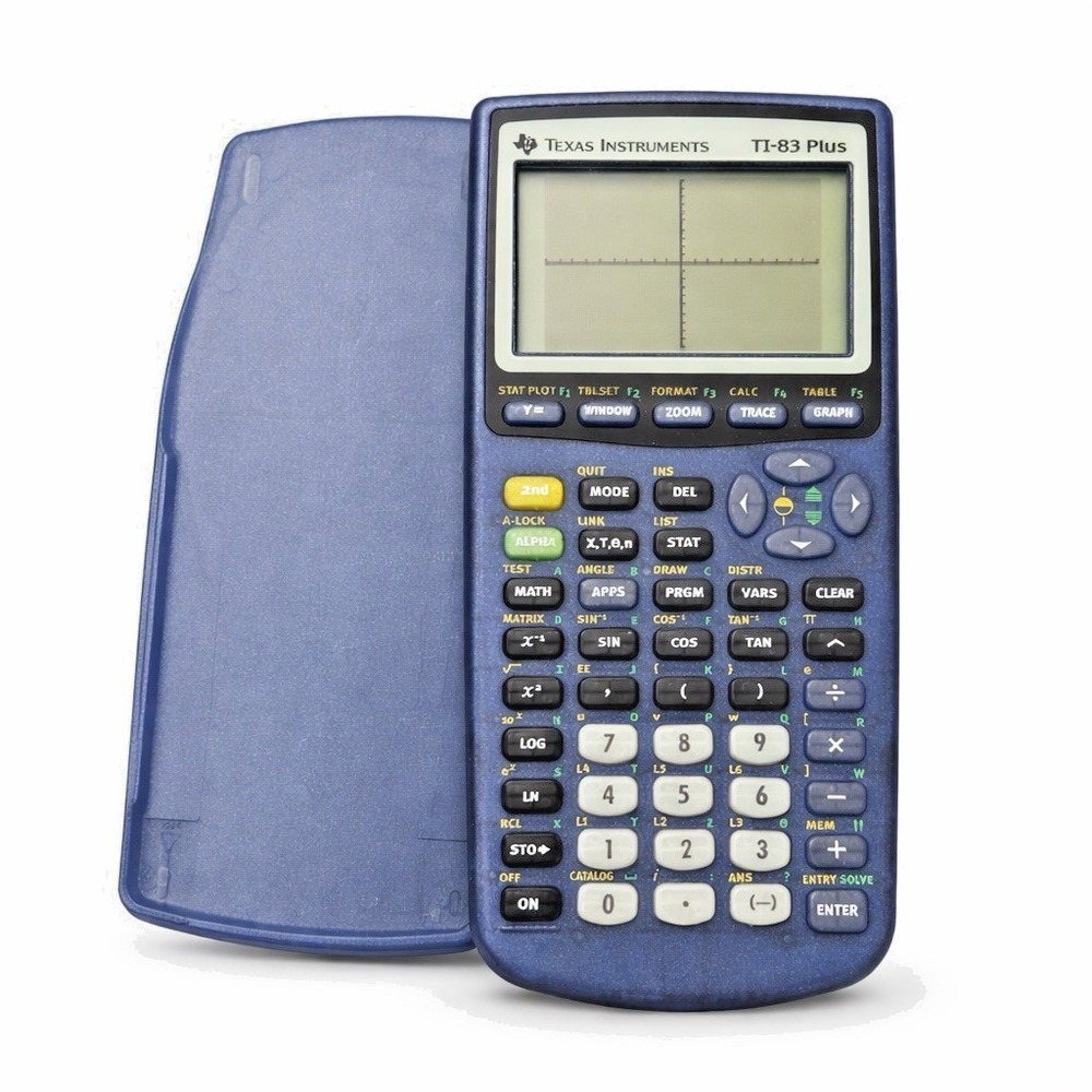 Texas Instruments TI-83 Plus Graphing Calculator Blue Tested‎ & Works + Cover